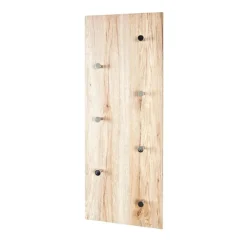 3S. x Home Garderobe murale décor chène 7 crochets acier chromé Discount