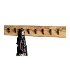 3S. x Home Garderobe murale en bois et 8 crochets en métal noir
