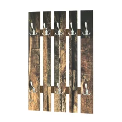 3S. x Home Garderobe murale en bois 8 crochets en métal optique inox