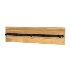 3S. x Home Garderobe murale en bois 5 crochets en métal noirs New