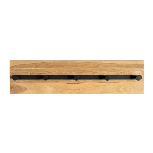 3S. x Home Garderobe murale en bois 5 crochets en métal noirs New