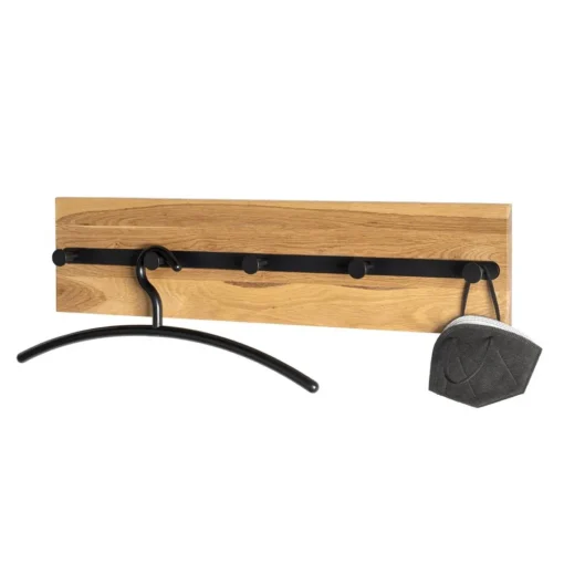 3S. x Home Garderobe murale en bois 5 crochets en métal noirs New
