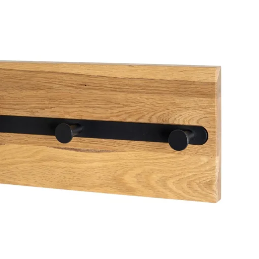 3S. x Home Garderobe murale en bois 5 crochets en métal noirs New