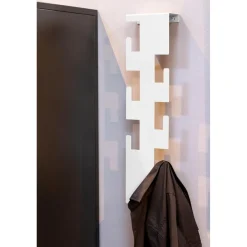 3S. x Home Garderobe murale en métal laqué blanc avec 6 crochets Online
