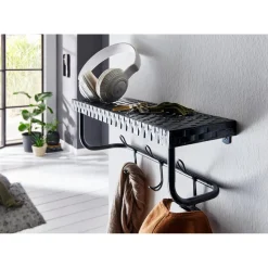 3S. x Home garderobe murale en tube d'acier époxy noir mat Discount