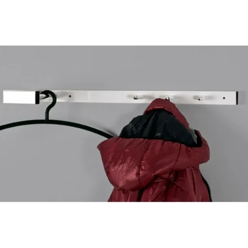 3S. x Home Garderobe murale laqué blanc tringle et crochets chromés Clearance