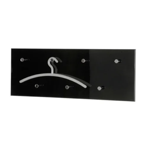 3S. x Home Garderobe murale laquée noire 7 crochets Discount