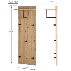 3S. x Home Garderobe murale multifonction bois et métal Best