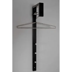 3S. x Home Garderobe murale noir laqué tringle chromé Best