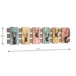 3S. x Home Garderobe murale optique vintage avec crochets en fonte noir en Bois massif Best