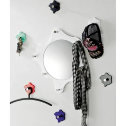 3S. x Home Garderobe murale ronde avec miroir 6 crochets en acier Outlet