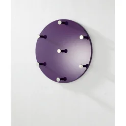 3S. x Home Garderobe murale ronde laquée violet crochet acier chromé Clearance