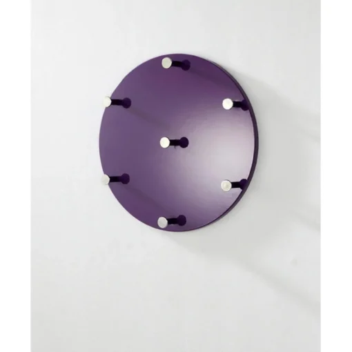 3S. x Home Garderobe murale ronde laquée violet crochet acier chromé Clearance