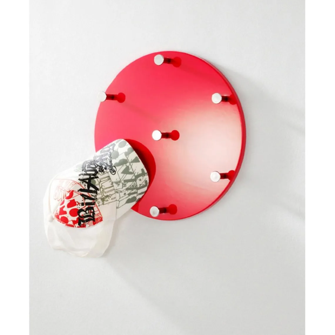 3S. x Home Garderobe murale rouge 7 crochets acier Clearance