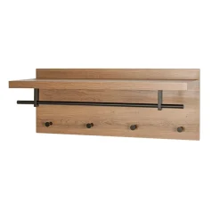 3S. x Home Garderobe murale tringles et 4 crochets métalliques noirs Sale