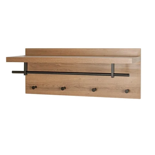 3S. x Home Garderobe murale tringles et 4 crochets métalliques noirs Sale