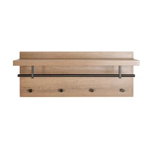 3S. x Home Garderobe murale tringles et 4 crochets métalliques noirs Sale