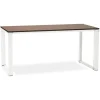 ALTEREGO Grand bureau de direction droit 'XLINE' en bois finition Noyer et structure blanche Outlet