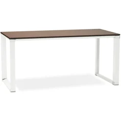 ALTEREGO Grand bureau de direction droit 'XLINE' en bois finition Noyer et structure blanche Outlet