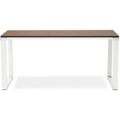 ALTEREGO Grand bureau de direction droit 'XLINE' en bois finition Noyer et structure blanche Outlet