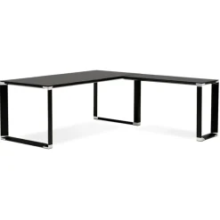ALTEREGO Grand bureau de direction en angle 'XLINE' en verre noir Hot