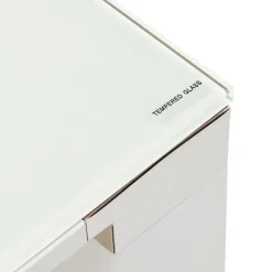 ALTEREGO Grand bureau de direction droit 'XLINE' en verre blanc