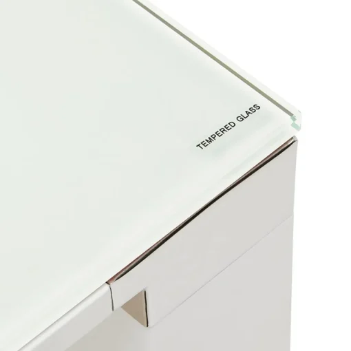 ALTEREGO Grand bureau de direction droit 'XLINE' en verre blanc