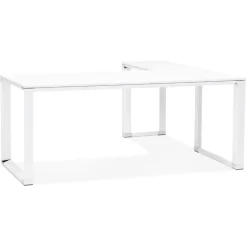 ALTEREGO Grand bureau de direction en angle 'XLINE' en bois blanc Hot