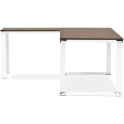 ALTEREGO Grand bureau de direction en angle 'XLINE' en bois finition Noyer et structure blanche Online
