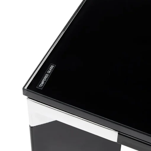 ALTEREGO Grand bureau de direction droit 'XLINE' en verre noir Outlet
