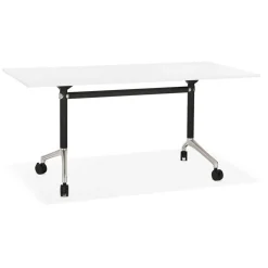 ALTEREGO Grand bureau pliable 'FLEXO' blanc sur roulettes Discount