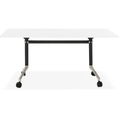 ALTEREGO Grand bureau pliable 'FLEXO' blanc sur roulettes Discount