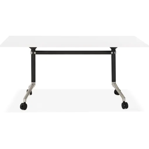 ALTEREGO Grand bureau pliable 'FLEXO' blanc sur roulettes Discount