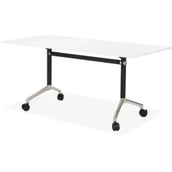 ALTEREGO Grand bureau pliable 'FLEXO' blanc sur roulettes Discount