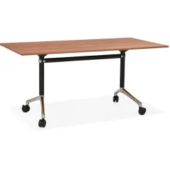 ALTEREGO Grand bureau pliable 'FLEXO' sur roulettes en bois finition Noyer Online