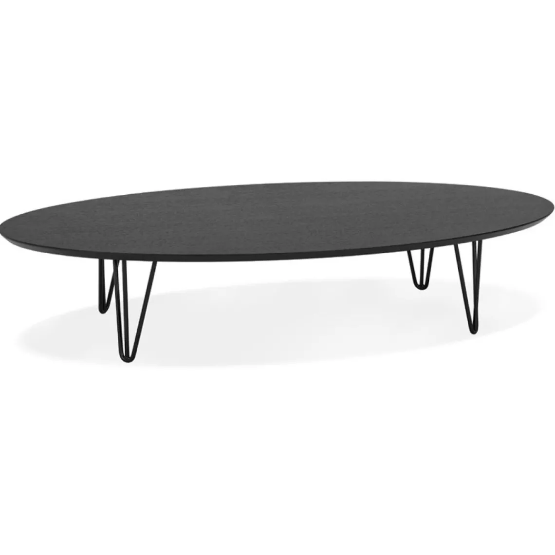 ALTEREGO Grande table basse de salon 'ELYPSE' en bois et métal noir Discount