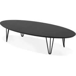 ALTEREGO Grande table basse de salon 'ELYPSE' en bois et métal noir Discount