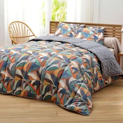 Becquet Housse de Couette DÉCO DOUBLE FACE motif feuillage - CO.NATURA- Légère vert 200G Online