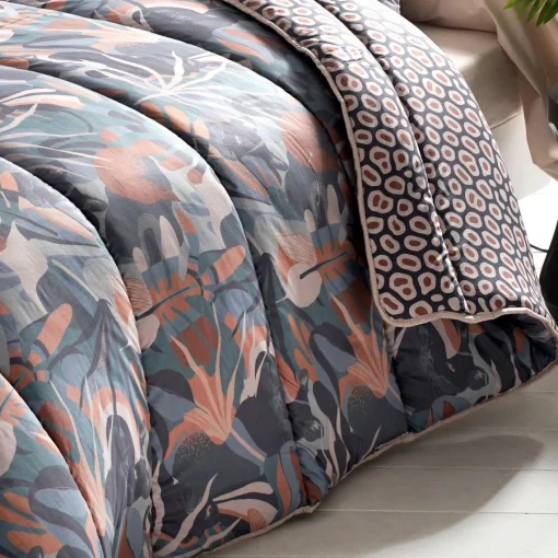 Becquet Housse de couette légère DÉCO DOUBLE FACE CO.PANTERA motif panthère bleu 200G New