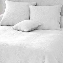 Becquet Housse de coussin boutis en coton BAILLARGUES blanc Outlet
