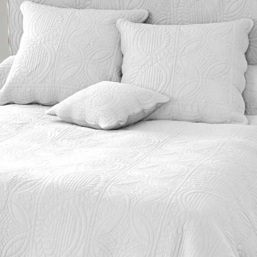 Becquet Housse de coussin boutis en coton BAILLARGUES blanc Outlet
