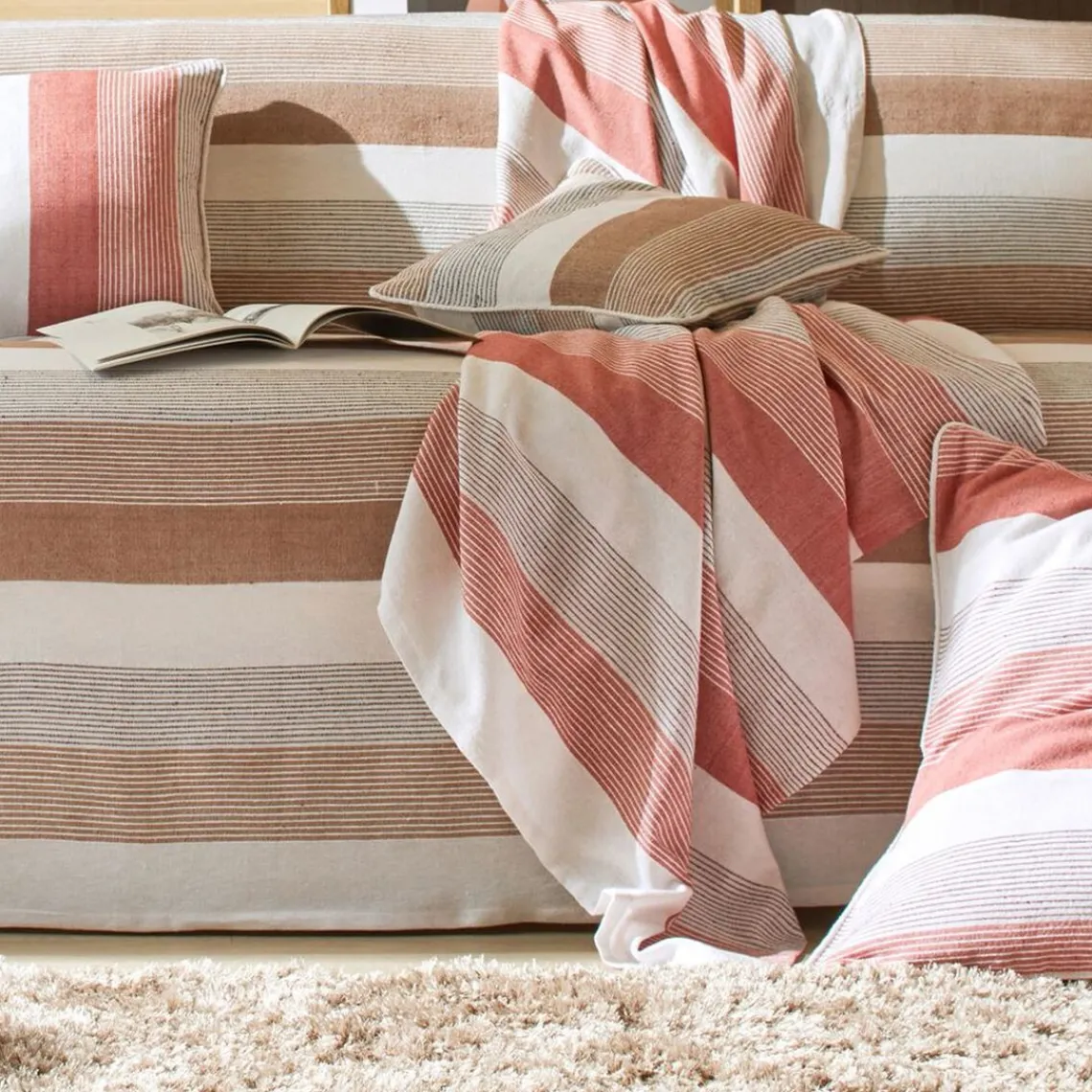 Becquet Jeté de canapé TREPORT - Terracotta Online