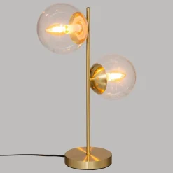 3S. x Home Lampe à poser dorée en verre Discount