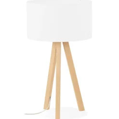 ALTEREGO Lampe à poser trepied 'SPRING MINI' avec abat-jour blanc style scandinave Sale