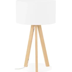 ALTEREGO Lampe à poser trepied 'SPRING MINI' avec abat-jour blanc style scandinave Sale