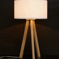 ALTEREGO Lampe à poser trepied 'SPRING MINI' avec abat-jour blanc style scandinave Sale