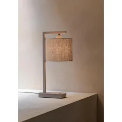 It s About Romi Lampe de table Boston sable abat-jour lin fonce New