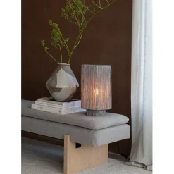 Good & Mojo Lampe de table raphia Panama ronde octogonale gris