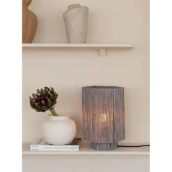 Good & Mojo Lampe de table raphia Panama ronde octogonale gris