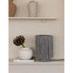 Good & Mojo Lampe de table raphia Panama ronde octogonale gris